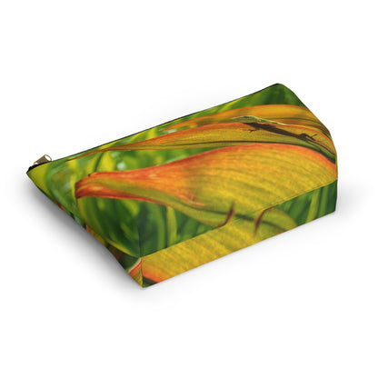 Bottom view of the kit bag with sunlit green gecko design angled to showcase the depth and all over print design.