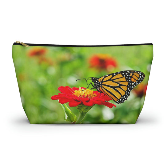 Zippered accessory pouch featuring vibrant photo art close up of multi colored tulip buds days from full bloom.