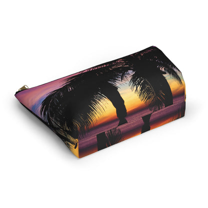 Bottom view of the kit bag with intense sunset design angled to showcase the depth and all over print design.