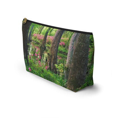 Front view of the kit bag with wetland design angled to showcase the depth and all over print design.