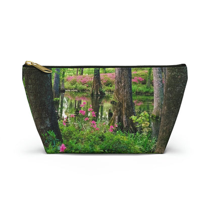 Front view of the small 8.75 x 4.75 x 2.25 inch kit bag with wetland design and black zipper.