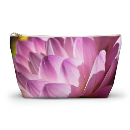 Front view of the large 12.5 x 7.25 x 3.25 inch kit bag with flower petals design and white zipper.