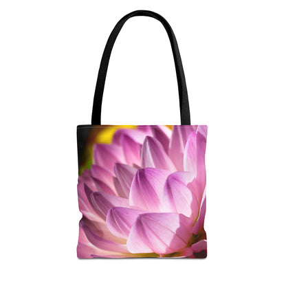 Front view of the small 13 x 13 inch tote bag with the flower petals design.